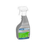 A gray bottle with a white spray nozzle labeled 'Mapei Ultracare Keranet Easy' which is an acid based cleaner suitable for grouting cementitous grout.