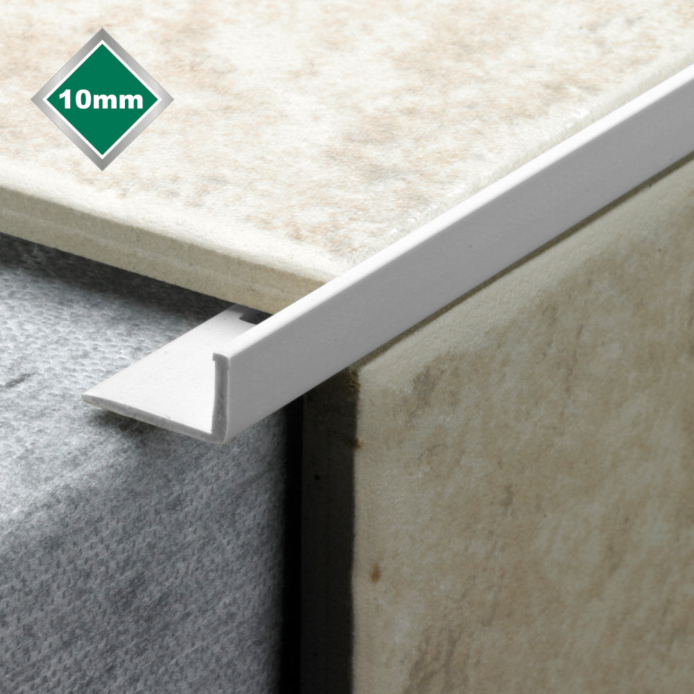 Tile Rite - 10mm White PVC 'L' Shaped Tile Trim