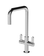 Kosi Kitchen Twin Lever Square Mono Tap in Chrome