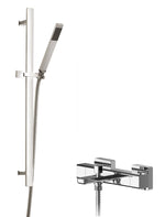 Castillo - Thermostatic Square Bath Shower Mixer & Single Function Slide Rail Shower Kit