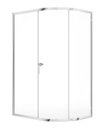 A single door offset quadrant shower enclosure from SONAS, featuring clear glass with chrome hardware.