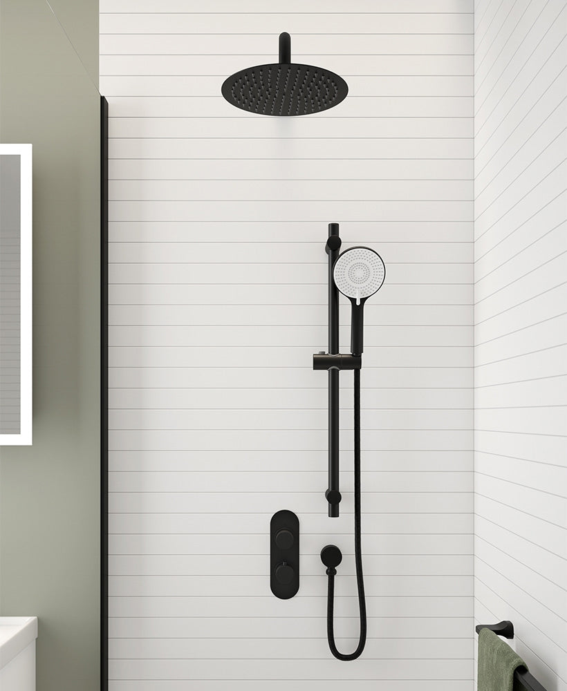 SONAS - Alita Knurled Shower Set 1 Chrome- Ceiling Mounted Fixed Head