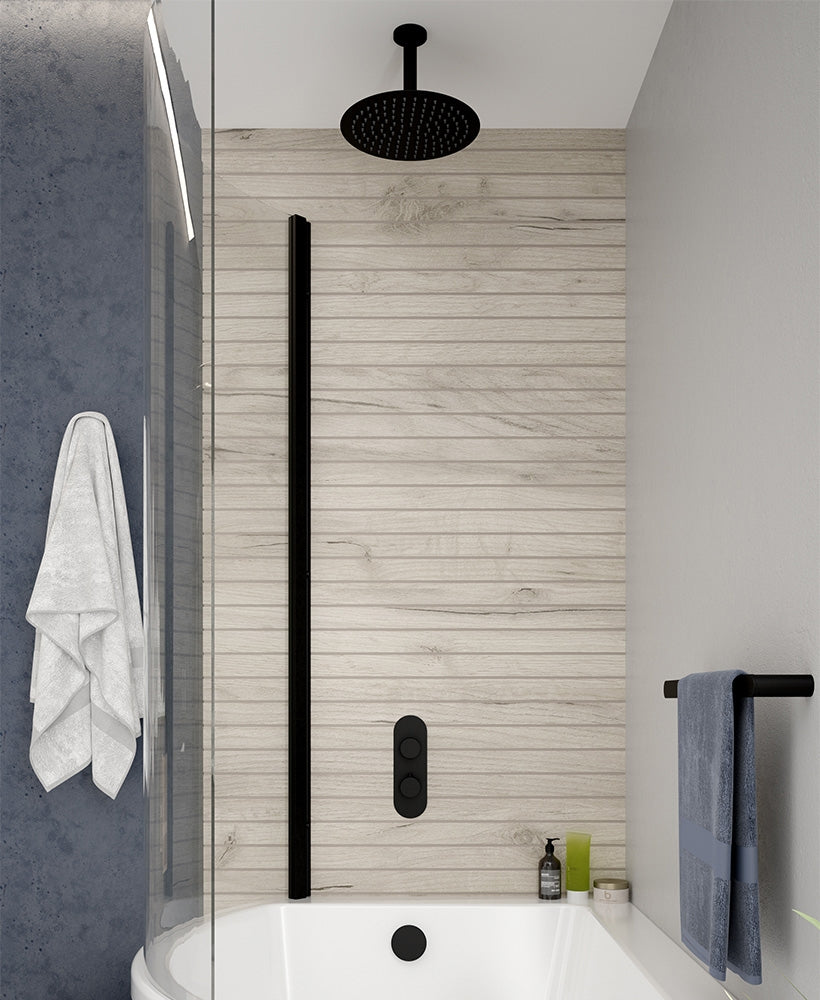 SONAS - Alita Knurled Bath Set 4 Chrome - Ceiling Mounted Fixed Head