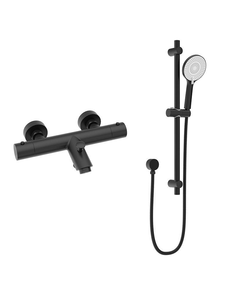 SONAS - FORM Thermostatic Bath Shower Mixer & Alita Slide Rail Kit Chrome