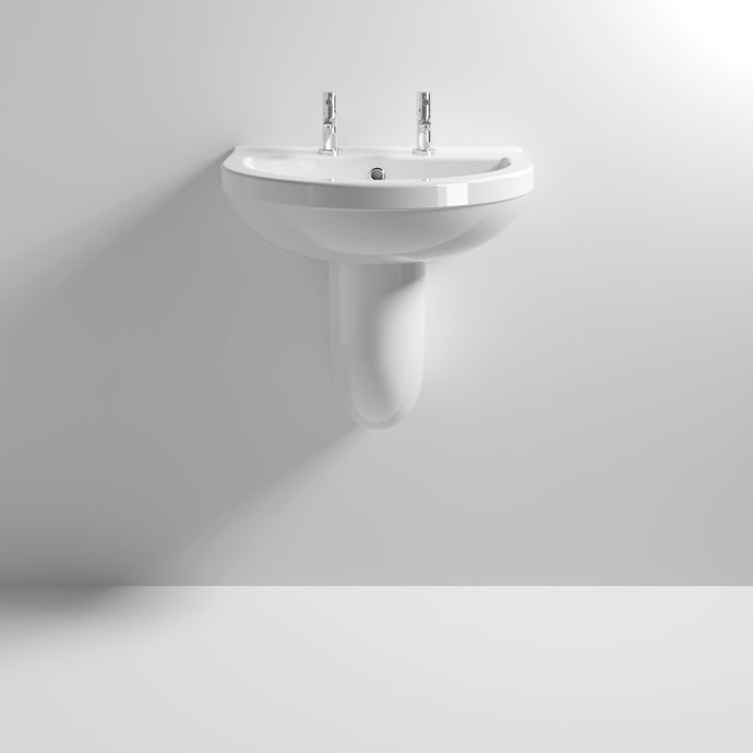 Tarifa 2 Tap Hole 550MM Basin And Semi Pedestal
