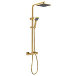 Brushed Brass Square Thermostatic Bar Shower