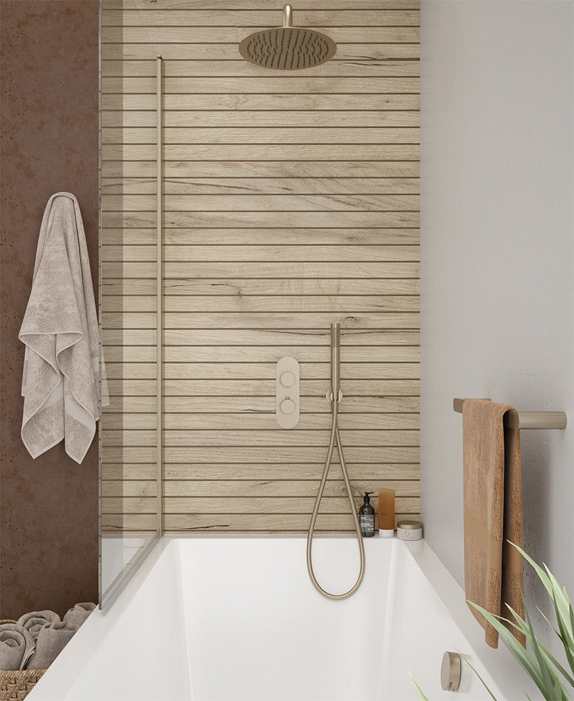 SONAS - Alita Knurled Bath Set 3 - Ceiling Mounted Fixed Head Brushed Nickel