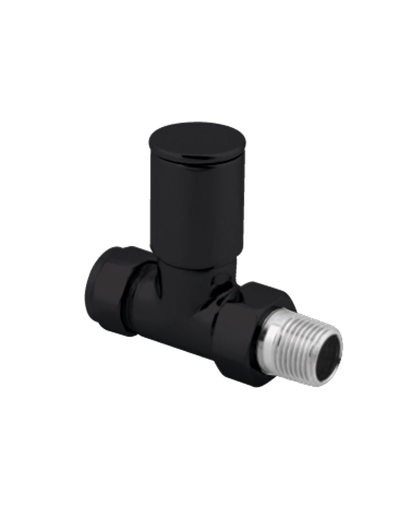 SONAS Round Head Straight Radiator Valve Black