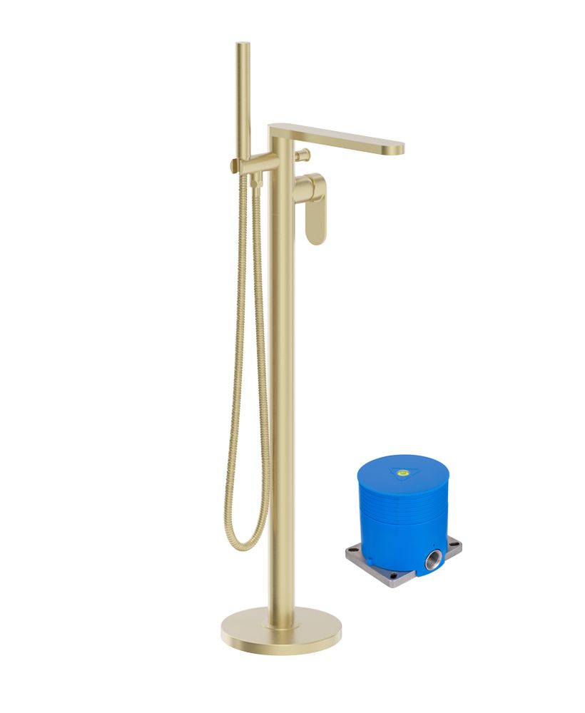 SONAS Urban Floorstanding Bath Shower Mixer with Handset Brushed Gold