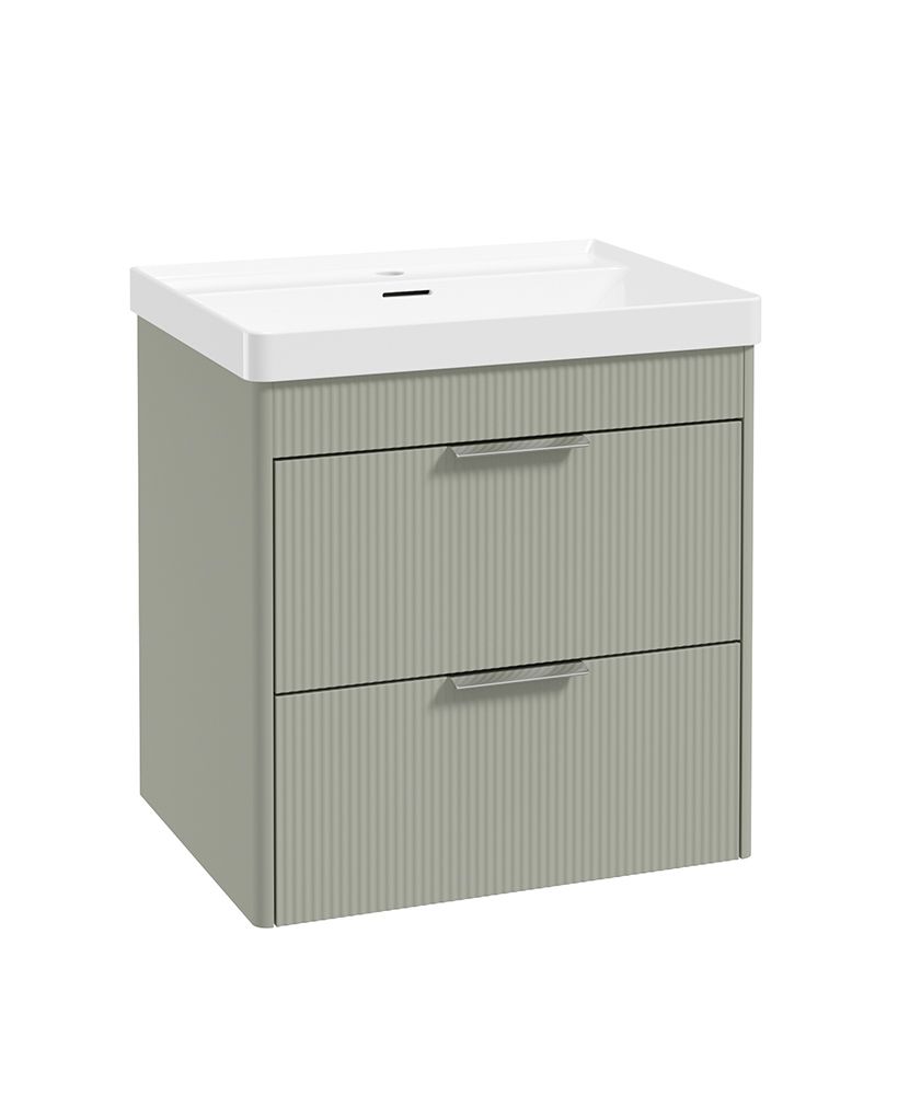 Sonas Reed Wall Hung 2 Drawer Vanity Unit Lakeside Sage Chrome 600mm