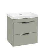 Sonas Reed Wall Hung 2 Drawer Vanity Unit Lakeside Sage Matt Black 600mm