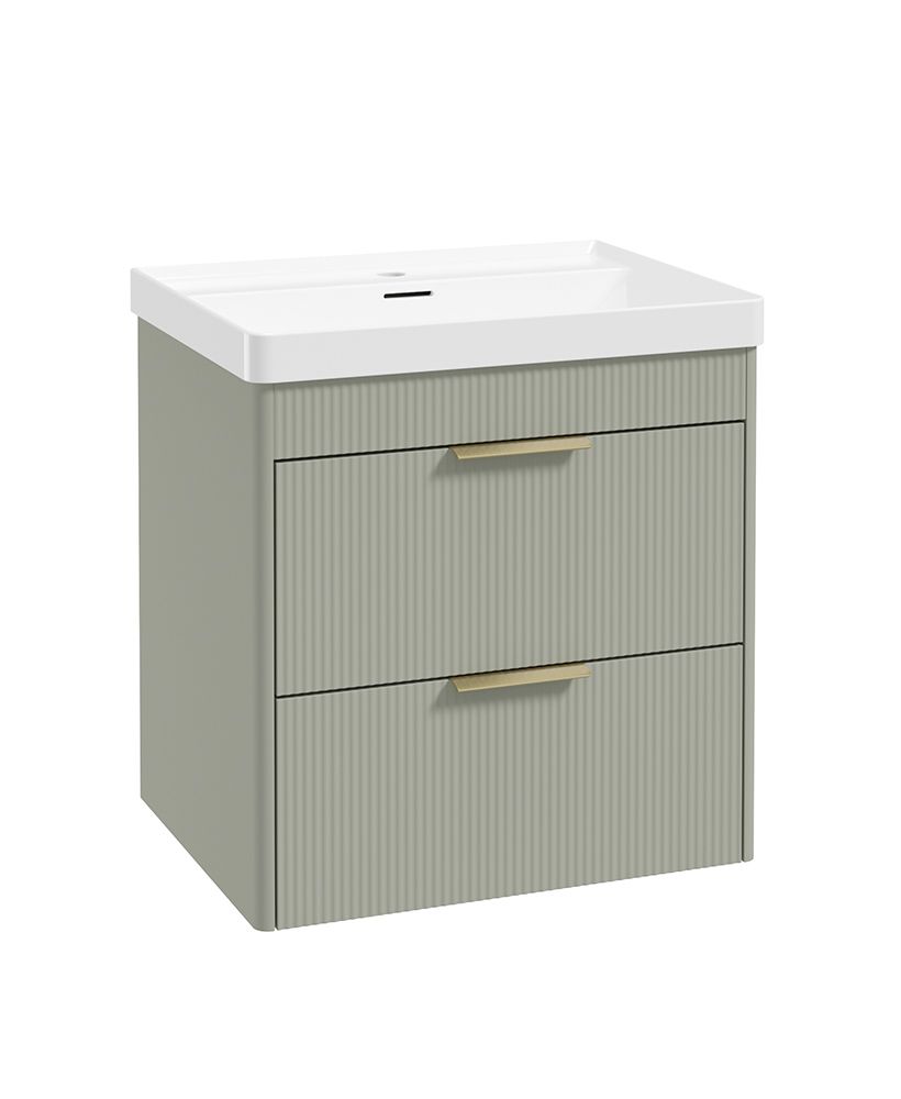 Sonas Reed Wall Hung 2 Drawer Vanity Unit Lakeside Sage Brushed Gold 600mm
