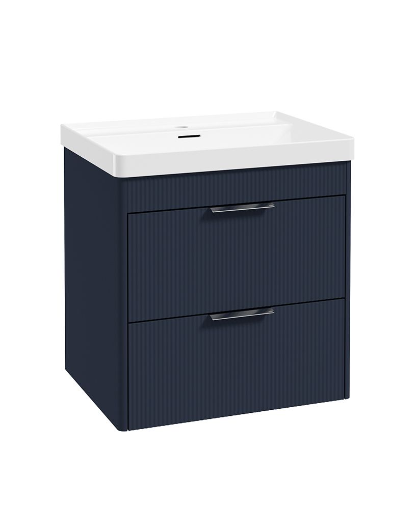 Sonas Reed Wall Hung 2 Drawer Vanity Unit Cobalt Night Chrome 600mm