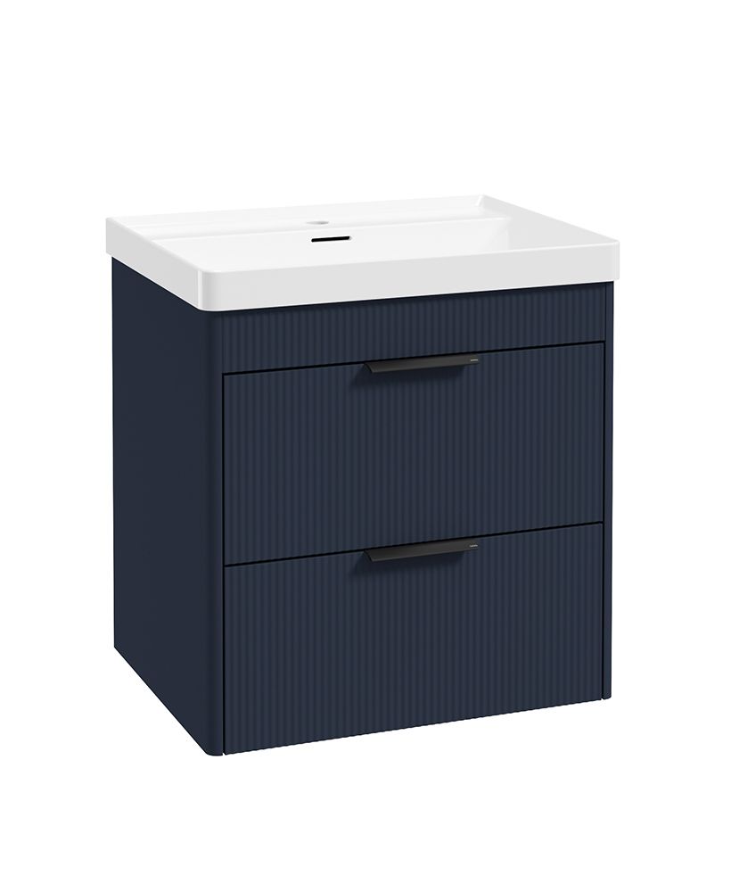 Sonas Reed Wall Hung 2 Drawer Vanity Unit Cobalt Night Matt Black 600mm