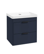 Sonas Reed Wall Hung 2 Drawer Vanity Unit Cobalt Night Matt Black 600mm