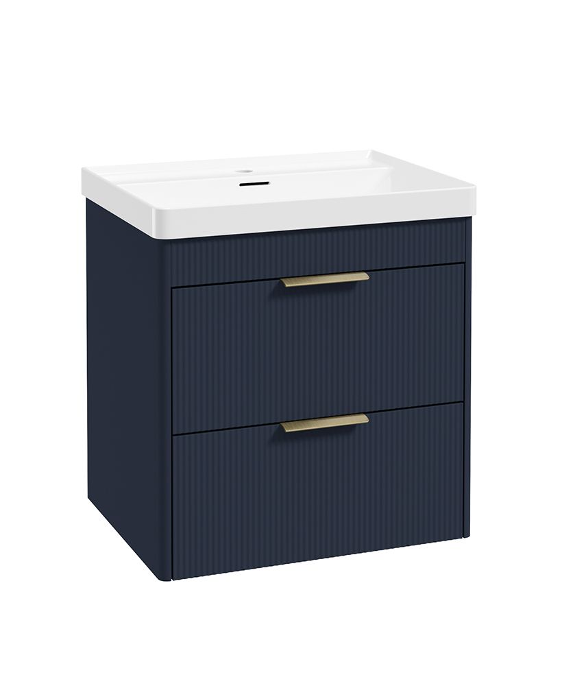Sonas Reed Wall Hung 2 Drawer Vanity Unit Cobalt Night Brushed Gold 600mm