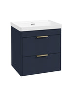 Sonas Reed Wall Hung 2 Drawer Vanity Unit Cobalt Night Brushed Gold 600mm