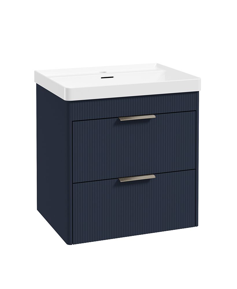 Sonas Reed Wall Hung 2 Drawer Vanity Unit Cobalt Night Brushed Nickel 600mm