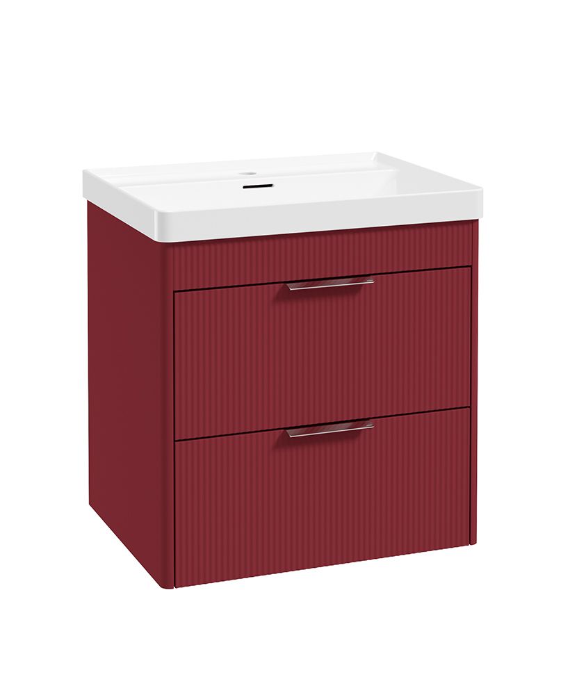 Sonas Reed Wall Hung 2 Drawer Vanity Unit Ruby Fern Chrome 600mm