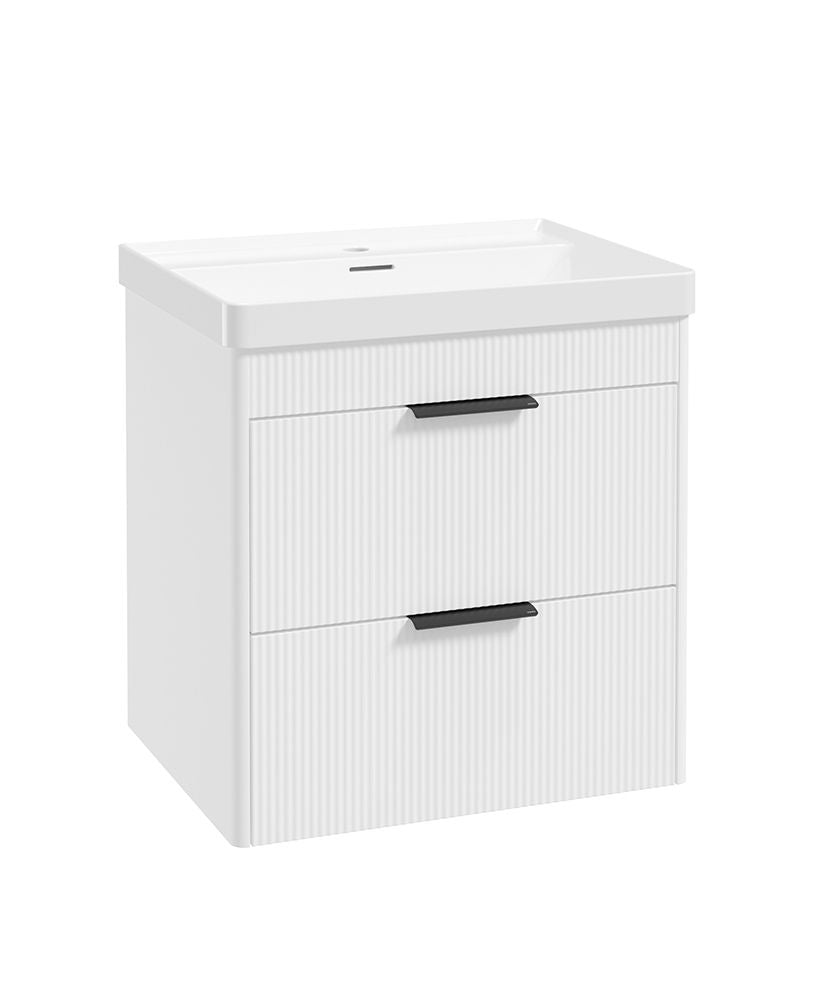 Sonas Reed Wall Hung 2 Drawer Vanity Unit Lakeshore Lily Matt Black 600mm