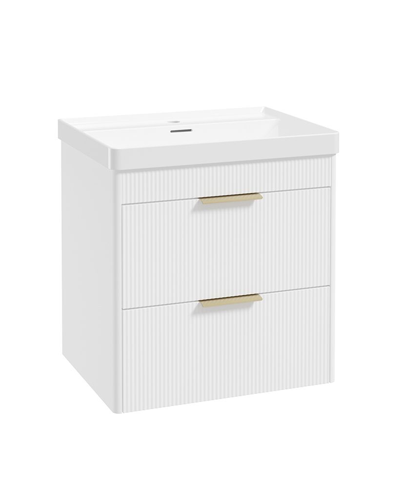 Sonas Reed Wall Hung 2 Drawer Vanity Unit Lakeshore Lily Brushed Gold 600mm