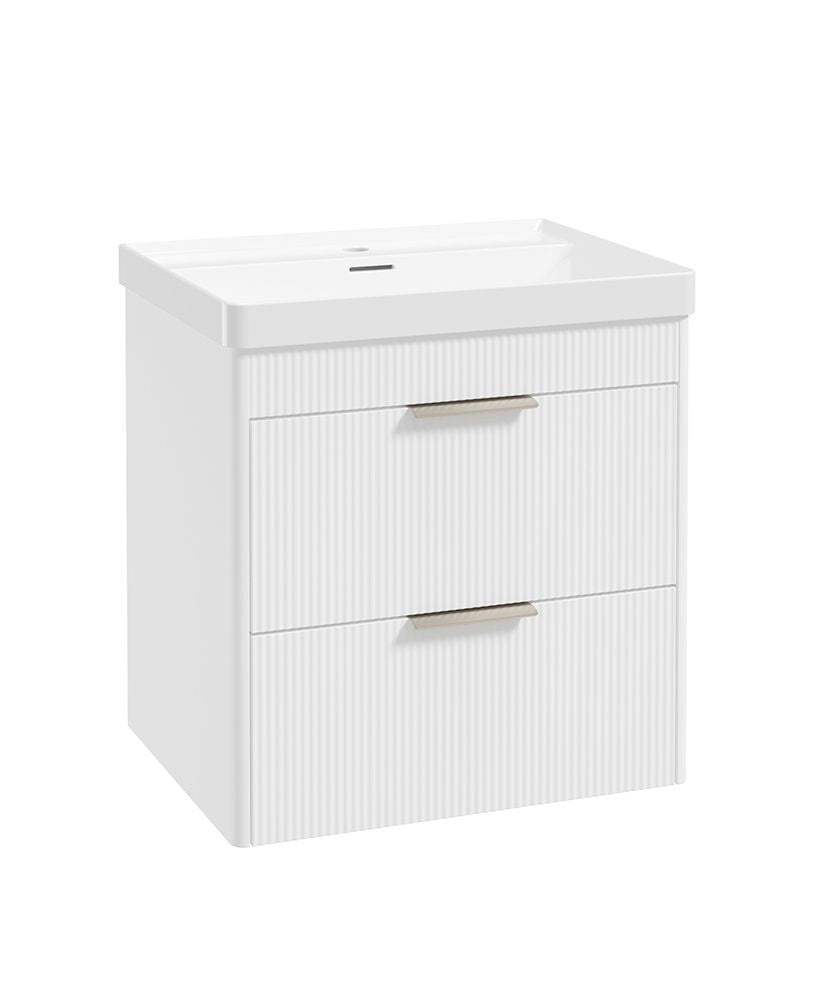 Sonas Reed Wall Hung 2 Drawer Vanity Unit Lakeshore Lily Brushed Nickel 600mm
