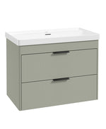 Sonas Reed Wall Hung 2 Drawer Vanity Unit Lakeside Sage Matt Black 800mm