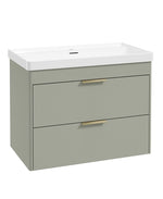 Sonas Reed Wall Hung 2 Drawer Vanity Unit Lakeside Sage Brushed Gold 800mm