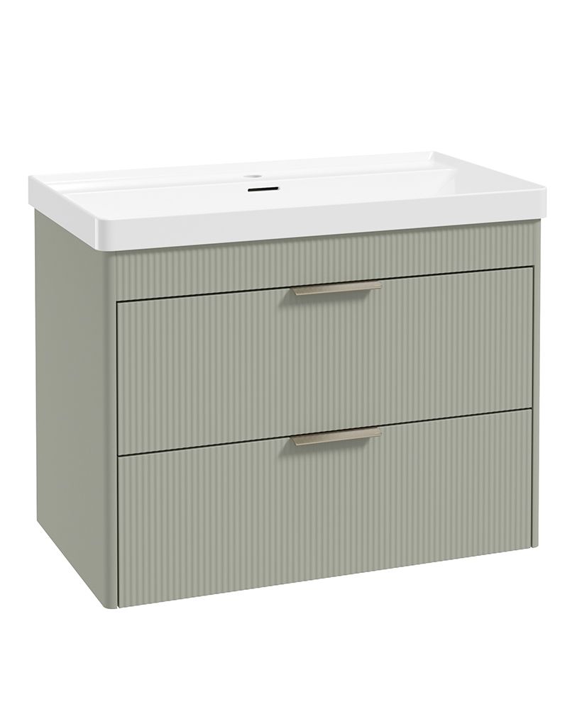 Sonas Reed Wall Hung 2 Drawer Vanity Unit Lakeside Sage Brushed Nickel 800mm