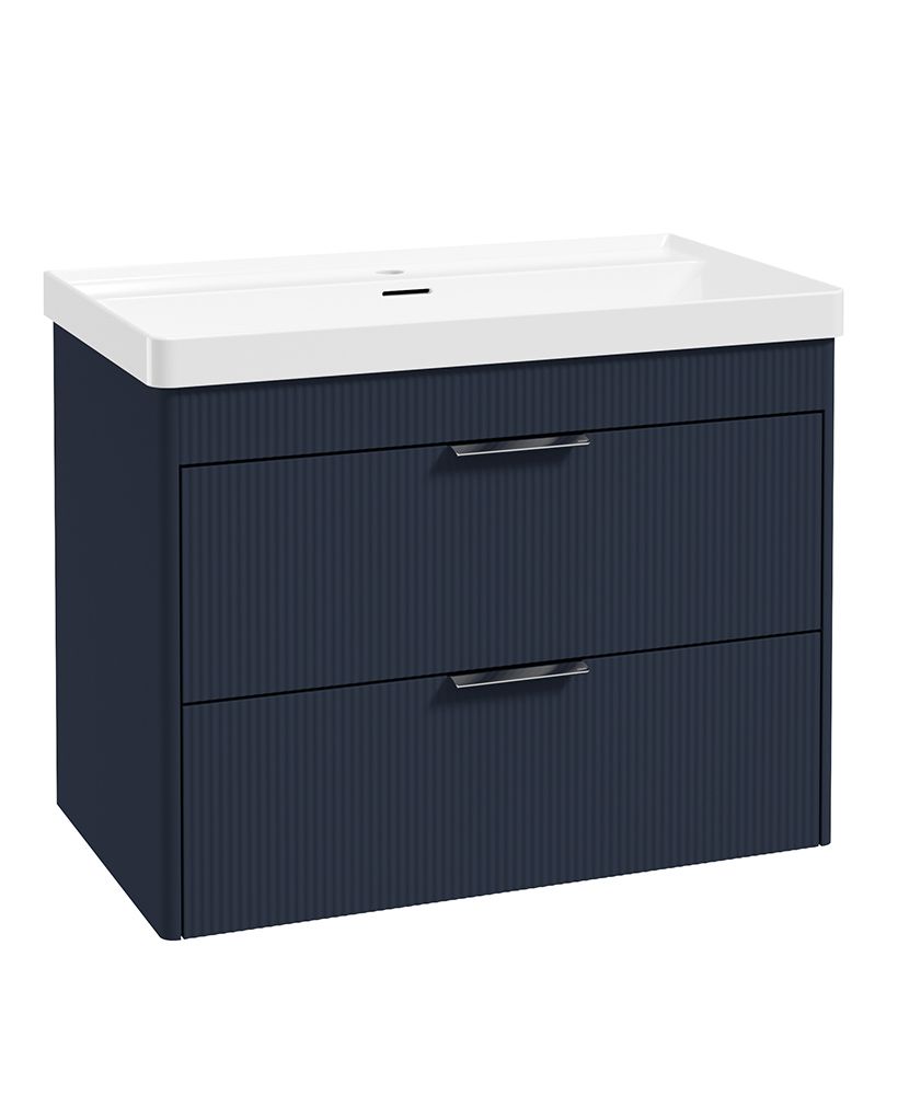 Sonas Reed Wall Hung 2 Drawer Vanity Unit Cobalt Night Chrome 800mm