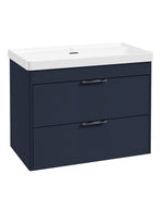Sonas Reed Wall Hung 2 Drawer Vanity Unit Cobalt Night Chrome 800mm