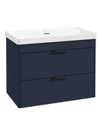 Sonas Reed Wall Hung 2 Drawer Vanity Unit Cobalt Night Matt Black 800mm