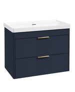 Sonas Reed Wall Hung 2 Drawer Vanity Unit Cobalt Night Brushed Gold 800mm