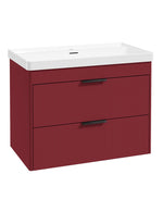 Sonas Reed Wall Hung 2 Drawer Vanity Unit Ruby Fern Matt Black 800mm