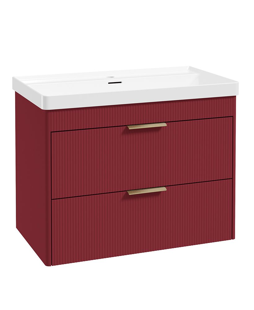 Sonas Reed Wall Hung 2 Drawer Vanity Unit Ruby Fern Brushed Gold 800mm