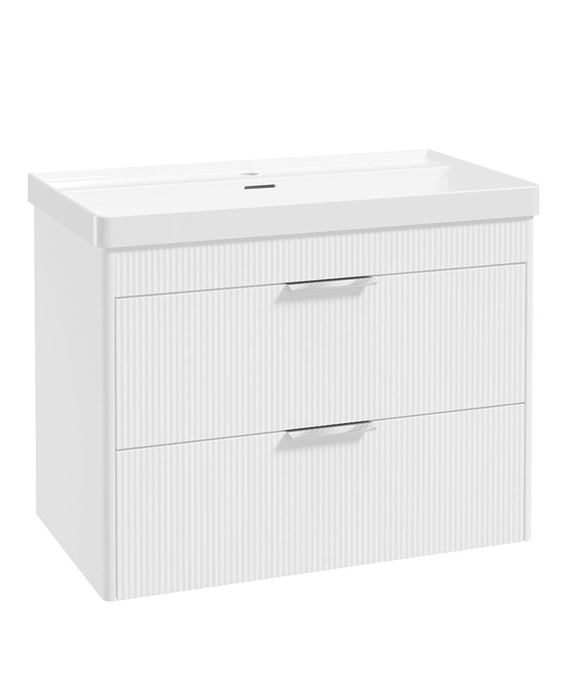 Sonas Reed Wall Hung 2 Drawer Vanity Unit Lakeshore Lily Chrome 800mm