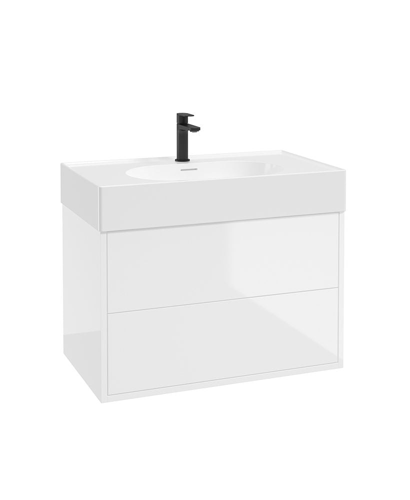 Sonas PULSE Wall Hung Two Drawer Vanity Unit & Basin 80cm Gloss White