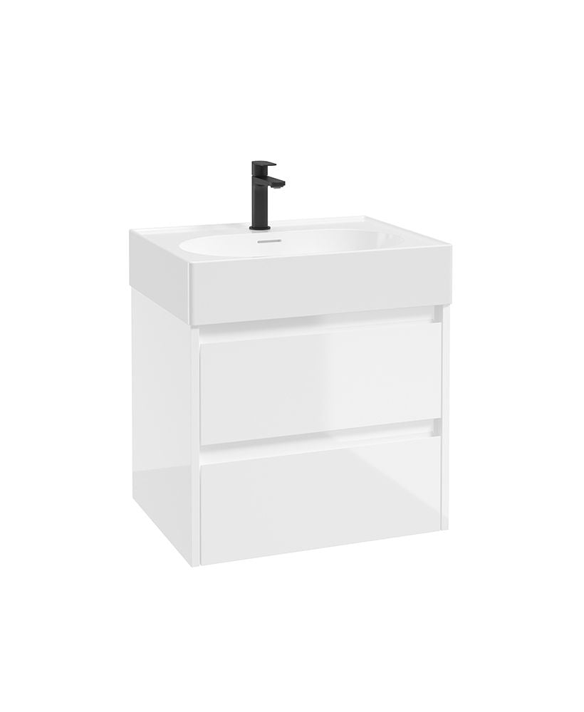Sonas APEX Wall Hung Two Drawer Vanity Unit & Basin 60cm Gloss White