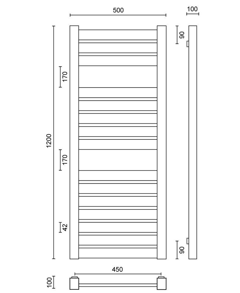 Sonas Ashton 1200x500mm Towel Warmer