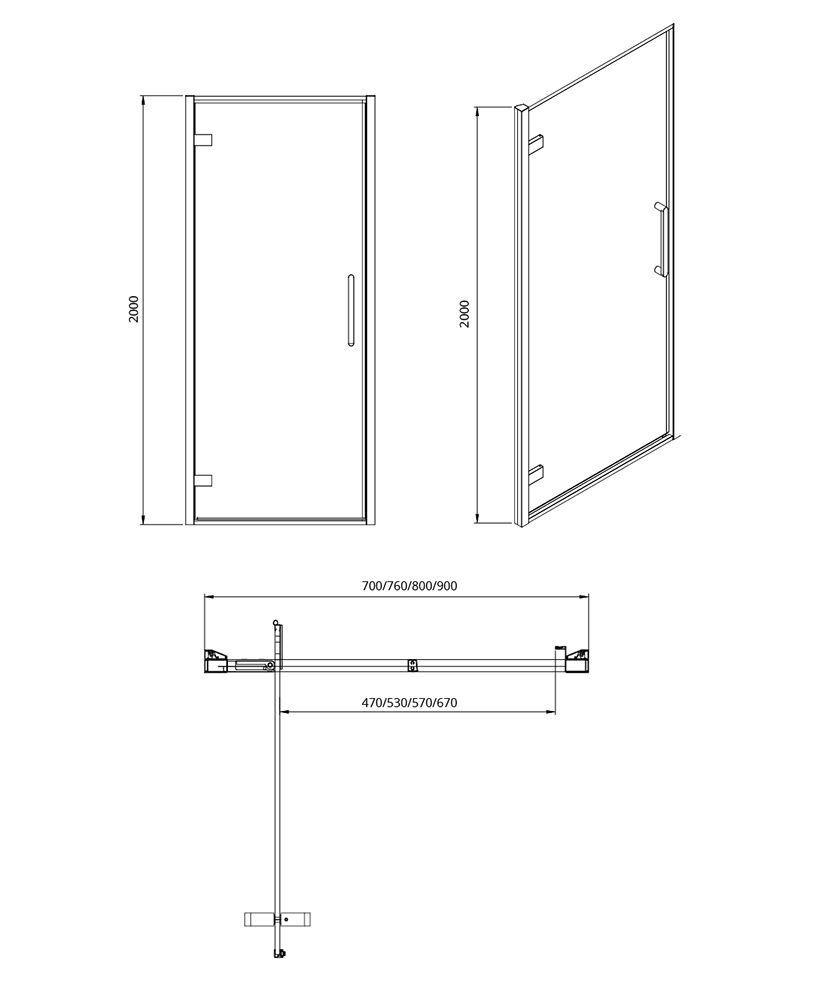 Sonas ASPECT 8mm Hinged Shower Door