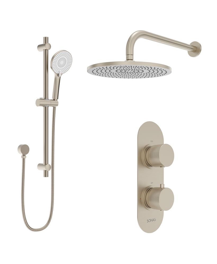 Sonas Alita Knurled Shower Set 1 (Wall Mounted) Brushed Nickel
