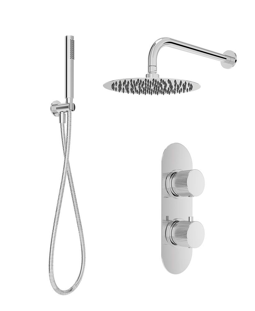 Sonas Alita Knurled Shower Set 2 (Wall Mounted) Chrome