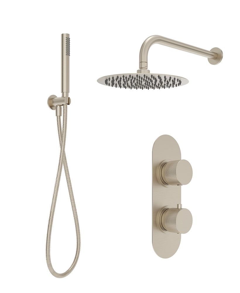 Sonas Alita Knurled Shower Set 2 (Wall Mounted) Brushed Nickel
