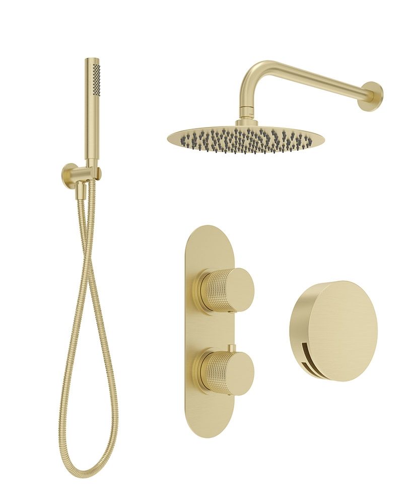 Sonas Alita Knurled Bath Set 3 (Wall Mounted) Brushed Gold