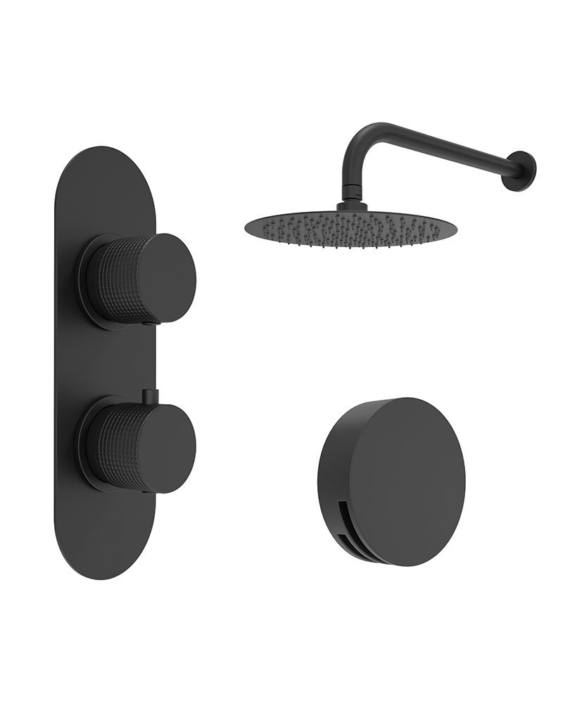 Sonas Alita Knurled Bath Set 4 (Wall Mounted) Matt Black