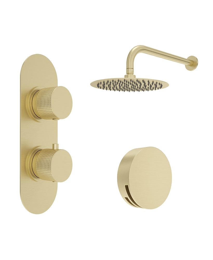 Sonas Alita Knurled Bath Set 4 (Wall Mounted) Brushed Gold