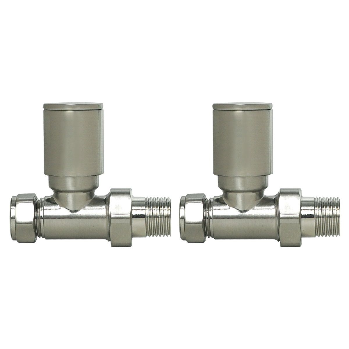 SONAS Round Head Straight Radiator Valve Brushed Nickel