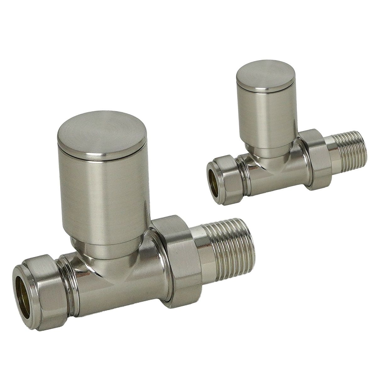 SONAS Round Head Straight Radiator Valve Brushed Nickel