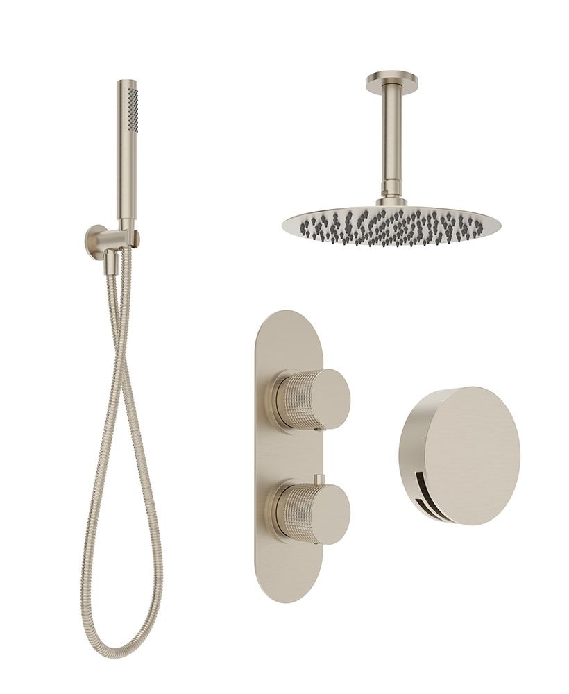 Sonas Alita Knurled Bath Set 3 (Ceiling Mounted) Brushed Nickel