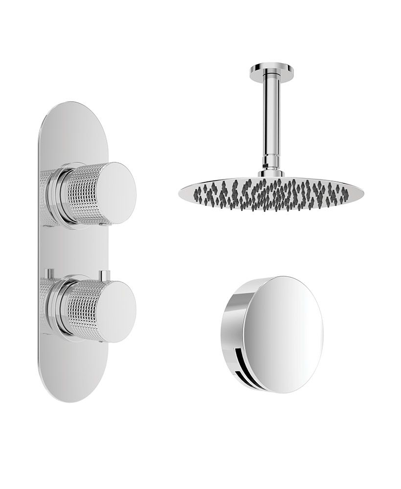 Sonas Alita Knurled Bath Set 4 (Ceiling Mounted) Chrome